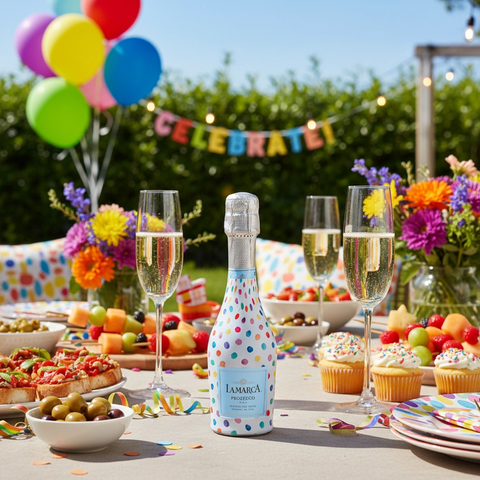 Beau Bottles Colorful Dots Mini Prosecco Signature Bottle Wraps - 6 Pack