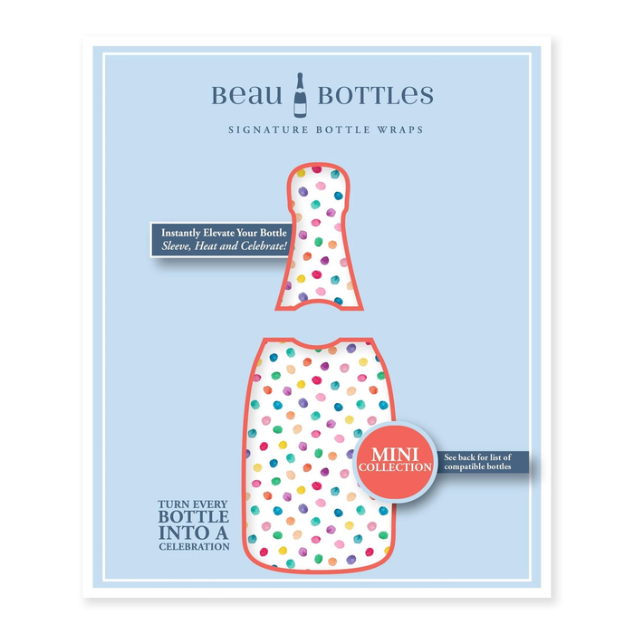 Beau Bottles Colorful Dots Mini Prosecco Signature Bottle Wraps - 6 Pack