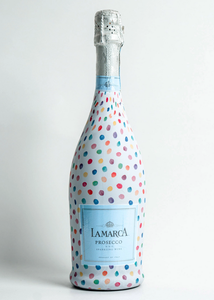 champagne Beau Bottles Colorful Dots Prosecco Bottle Wrap