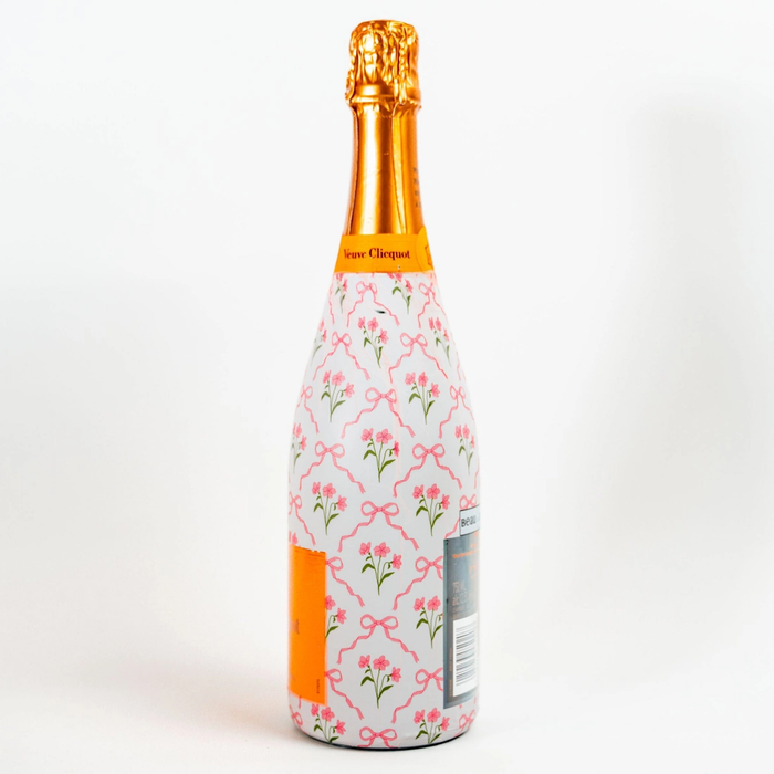 Beau Bottles Pink Bows and Blossoms Champagne Bottle Wrap
