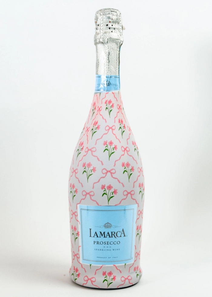 champagne bottle wrap Beau Bottle Pink Bows and Blossoms Prosecco Bottle Wrap