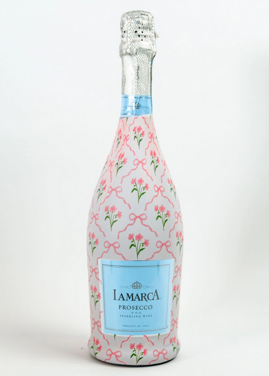 champagne bottle wrap Beau Bottle Pink Bows and Blossoms Prosecco Bottle Wrap