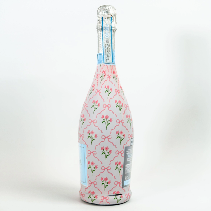 Beau Bottles Pink Bows and Blossoms Prosecco Bottle Wrap