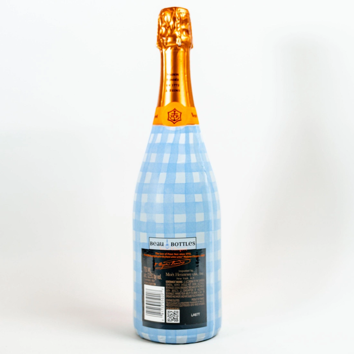 Beau Bottles Powder Blue Picnic Gingham Champagne Bottle Wrap