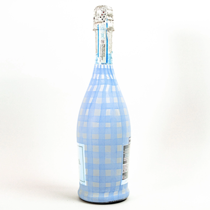 Beau Bottles Powder Blue Picnic Gingham Prosecco Bottle Wrap