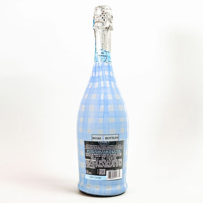 Beau Bottles Powder Blue Picnic Gingham Prosecco Bottle Wrap