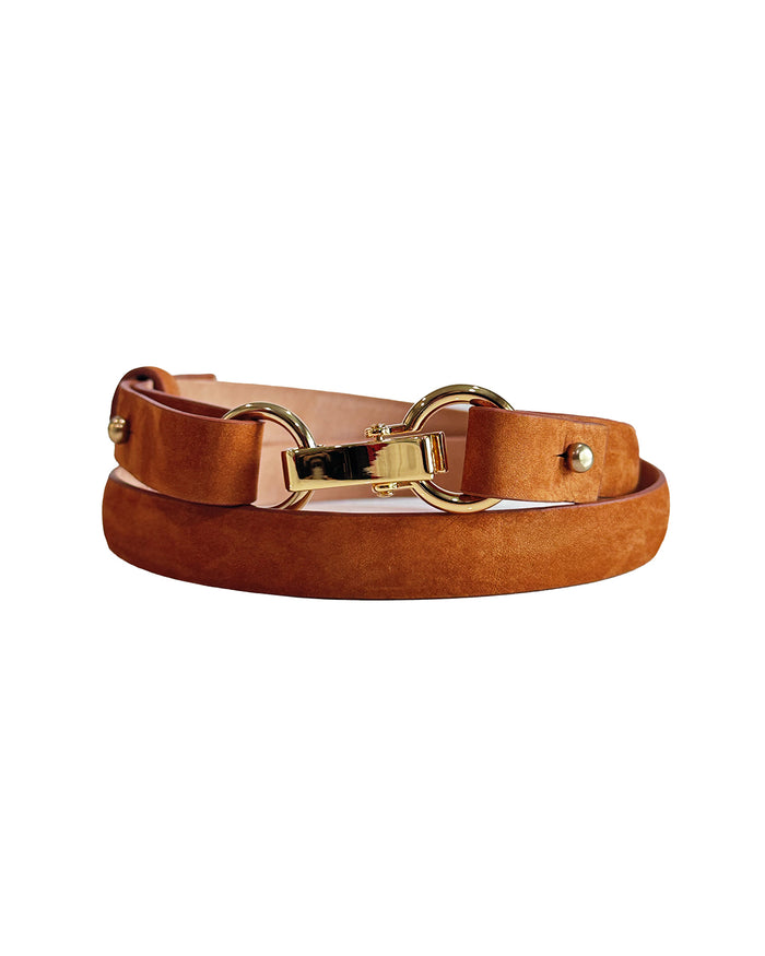 Bit Buckle Belt in Scotch Suede and Gold