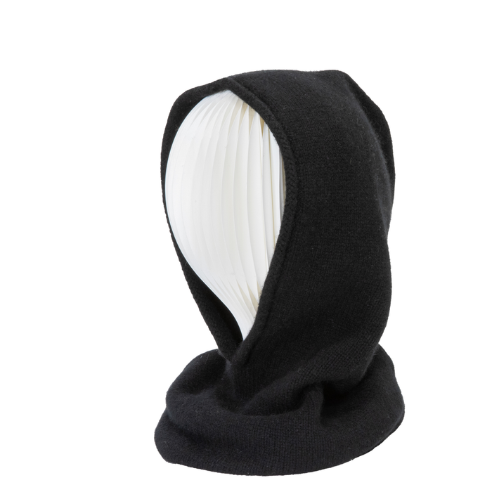 Black Cashmere Rolled Edge Balaclava