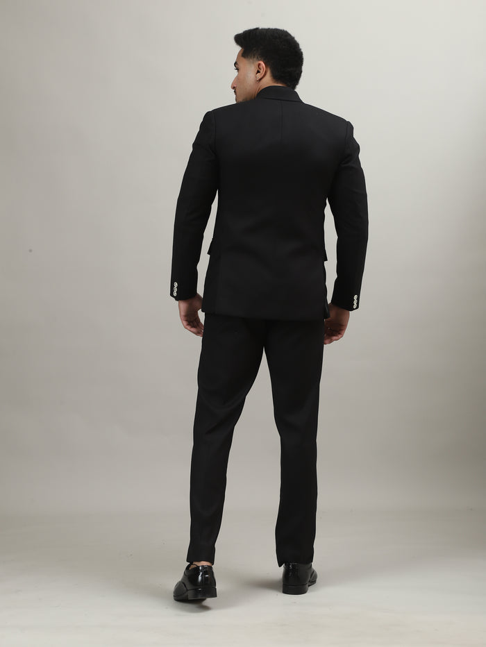 Black Celebration Blazer with Contrast Pocket Stitching