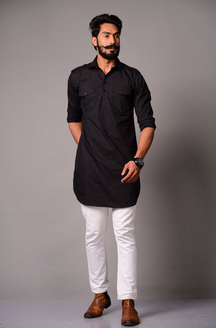 Black Colour Hunting Kurta Pajama