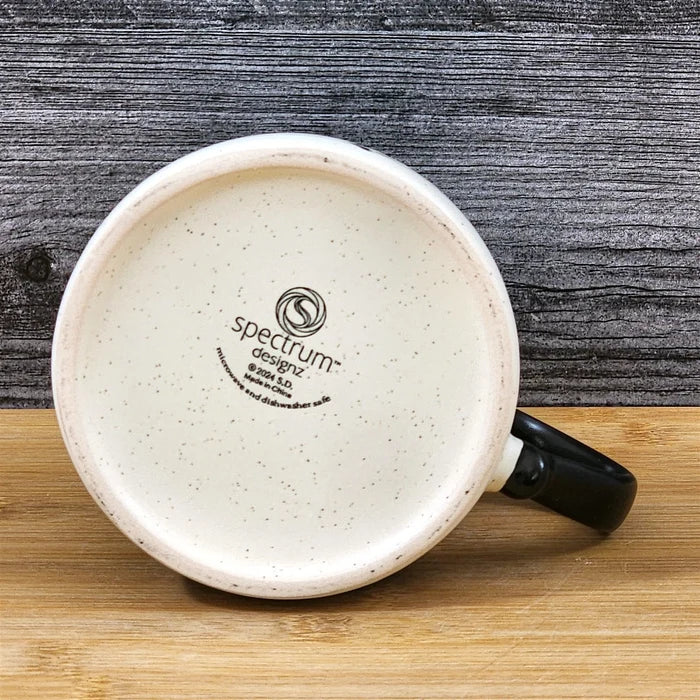 Black Cow Head Coffee Mug Ranch Farm Ceramic Embossed Tea Cup Blue Sky 18oz