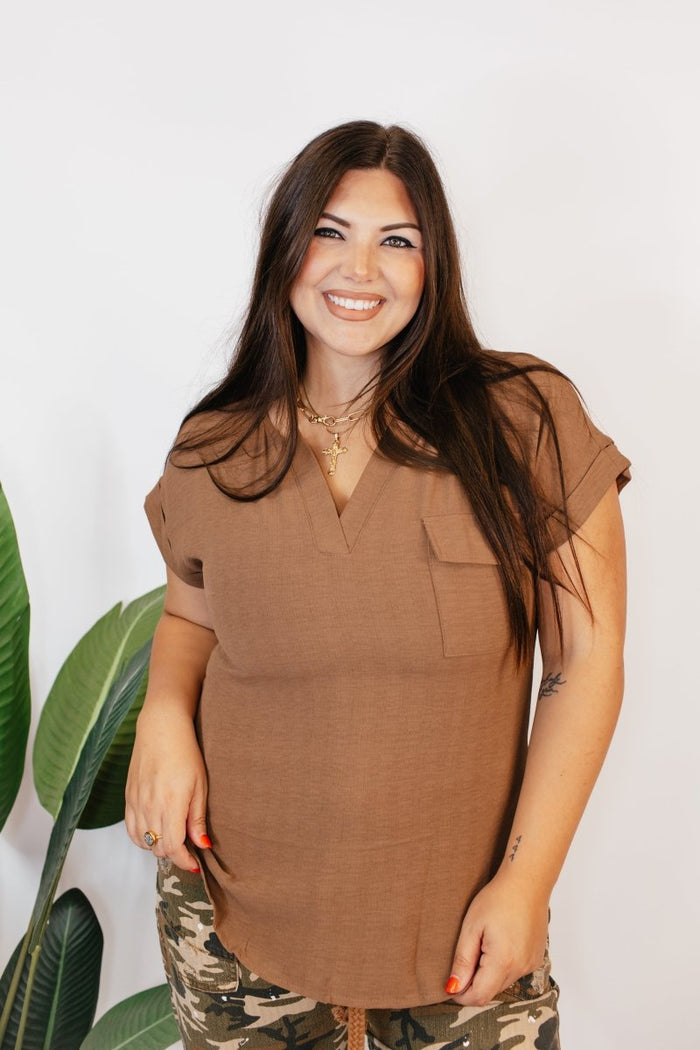 Cocoa Casual Top - Reg & Curvy - FINAL SALE - Macoma Boutique100 Short Sleeve