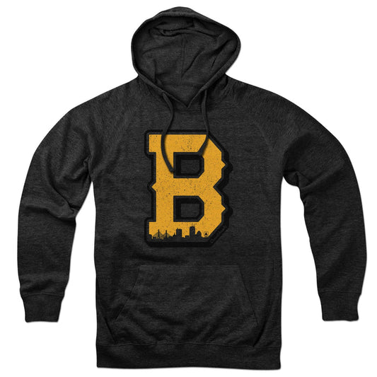 Black & Gold Big Block B Hoodie | L / Charcoal