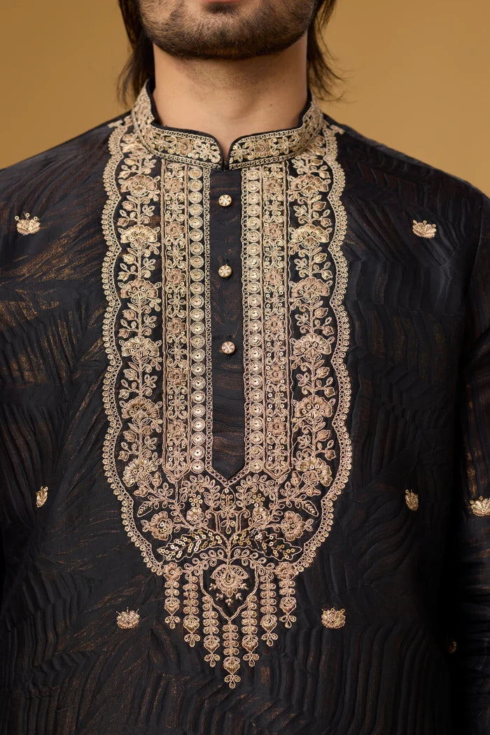 Premium Black Ethnic Kurta Pajama Set for Men | Mahavir NX