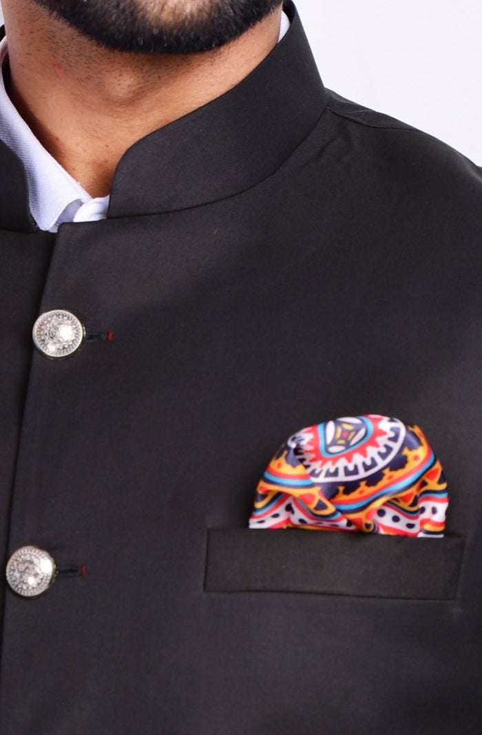 Black Jodhpuri Bandhgala Suit with White Trouser