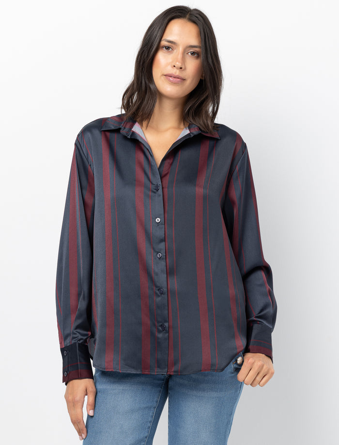 Blouse en satin rayée