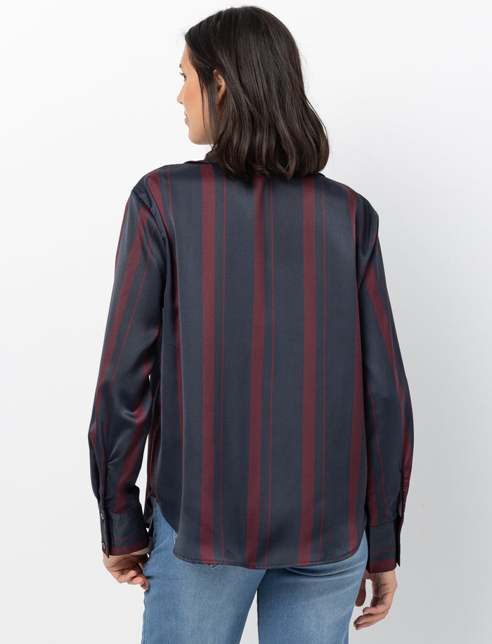 Blouse en satin rayée