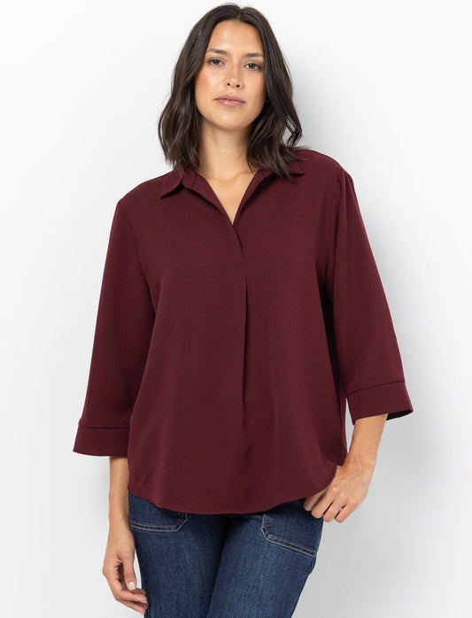 Blouse unie à manches 3/4
