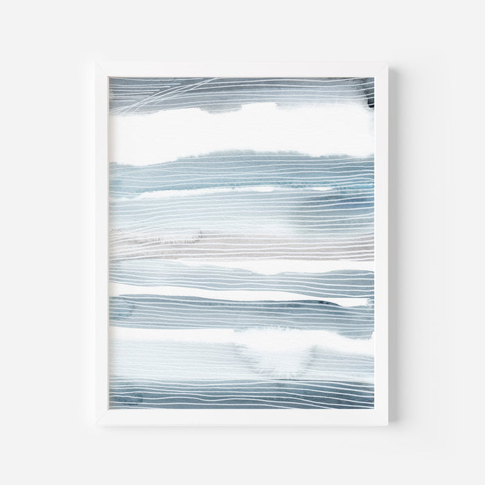 Blue and White Coastal Watercolor  - Art Print or Canvas - Jetty Home