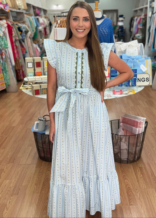 karlie clothes Blue Floral Stripe Ric Rac Trim Dress by Karlie maxi dress spring