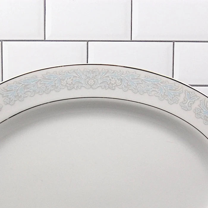 Bluedale Oval Serving Platter 14" Ceramic Blue White Flowers by Fine China Japan