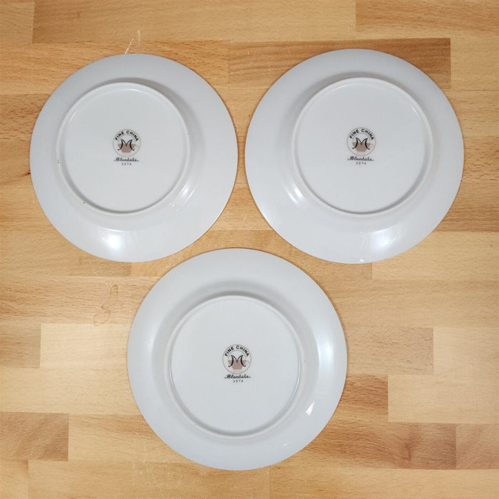 Bluedale Salad Plate Set of 3 by Fine China Japan Blue & White Flowers Ceramic