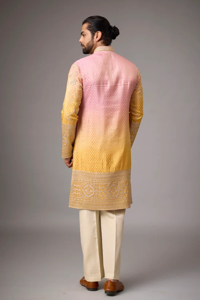 Blush Gold Heritage Kurta Pajama Set – Front View | Mahavir NX