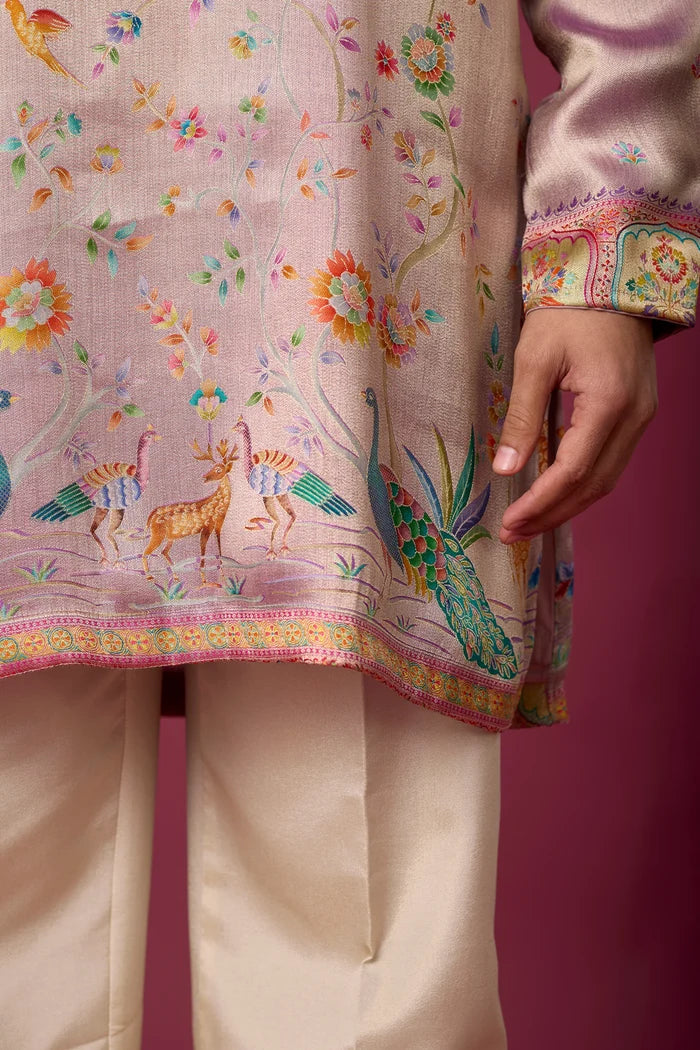 Peacock Floral Heritage Kurta Set – Mehndi & Festive Wear | Mahavir NX