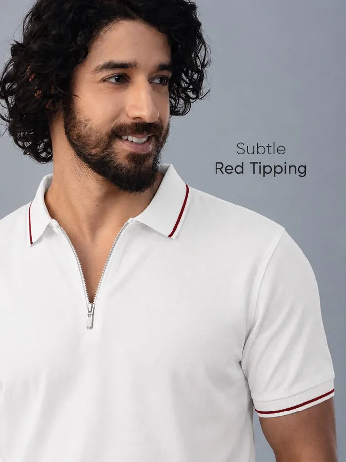 Bolt White Cotton Polo T-Shirt Collar zoom