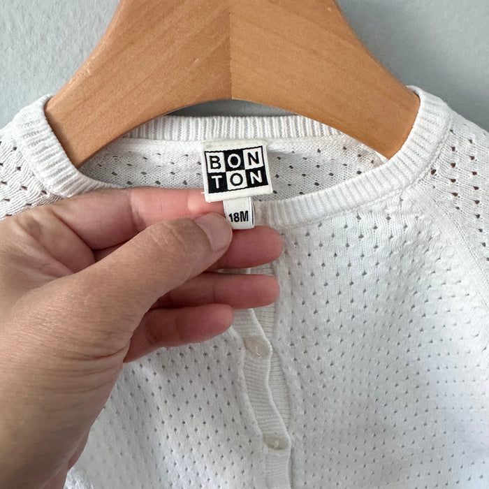 Bonton / White cotton cardigan / 18M