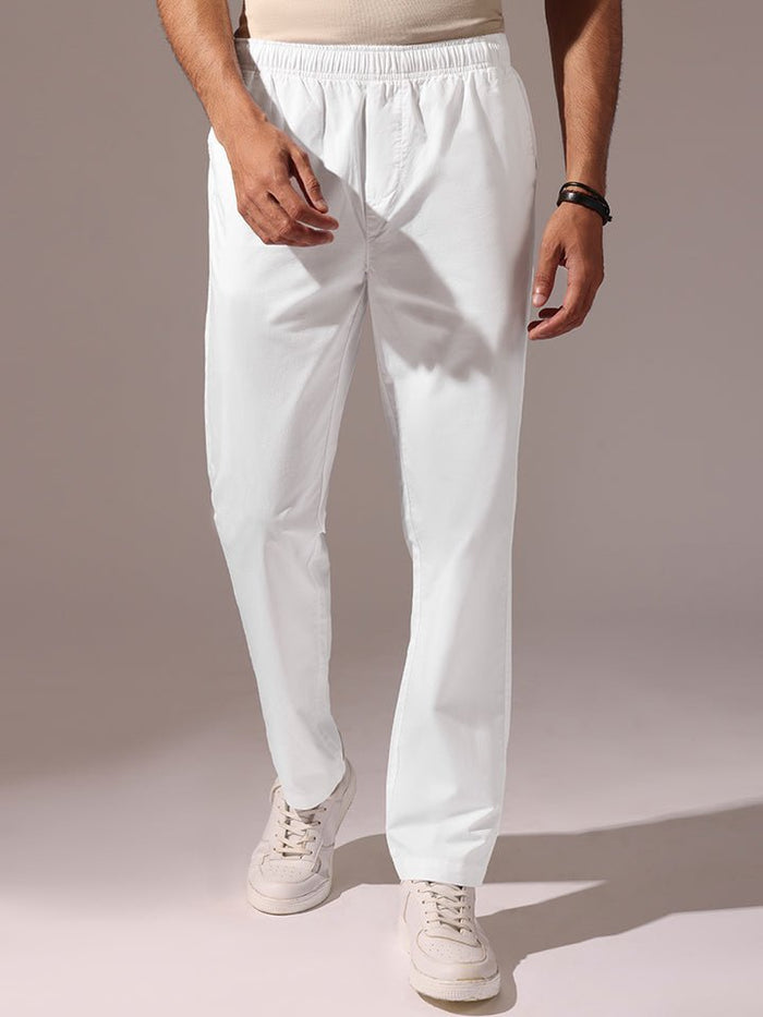 Brisk White 100% Cotton Joggers