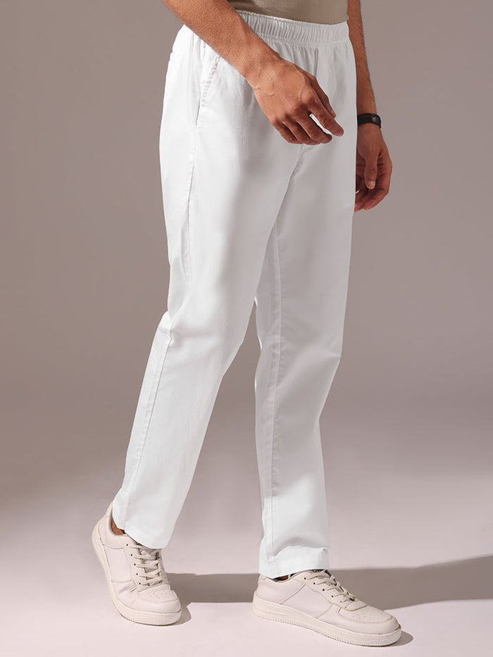 Brisk White 100% Cotton Joggers
