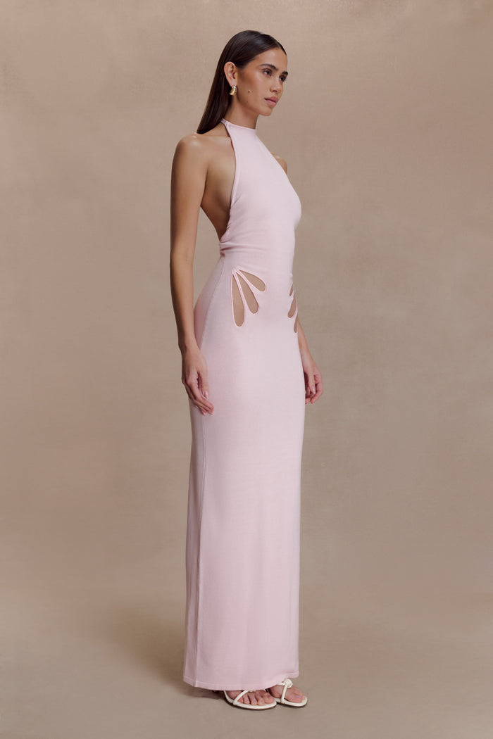 Brock Knit Halter Maxi Dress - Baby Pink