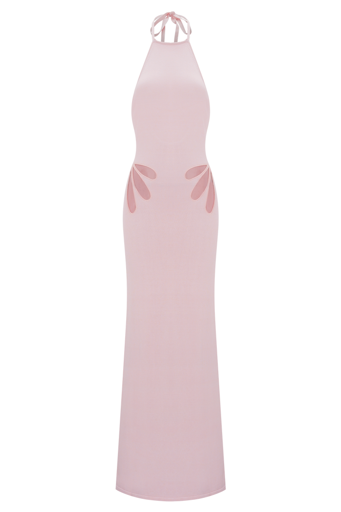 Brock Knit Halter Maxi Dress - Baby Pink
