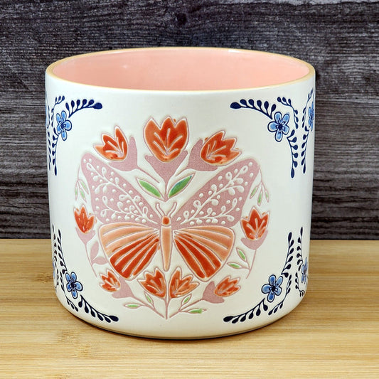 Butterfly Planter Utensil Organizer Flower Succulent Plant Ceramic Blue Sky 6.5in