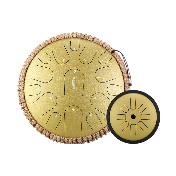 Buy One Get One Free - HLURU Tongue Drum Flagship Duo - Microalloyed Steel 14" 15 Note Flagship and 6" 8 Note High Pitch Extension Tongue Drum [Engravable]