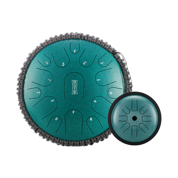 Buy One Get One Free - HLURU Tongue Drum Flagship Duo - Microalloyed Steel 14" 15 Note Flagship and 6" 8 Note High Pitch Extension Tongue Drum [Engravable]