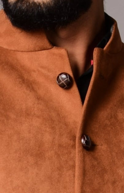 Camel Three Pocket Suede Leather Jacket