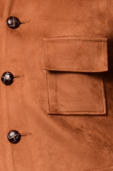 Camel Three Pocket Suede Leather Jacket