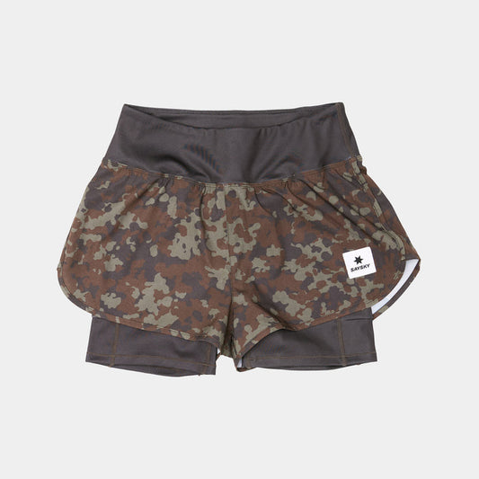 Saysky Camo Pace 2 in 1 Shorts 3\" Brown Camo 1048 OWRSH23C1048