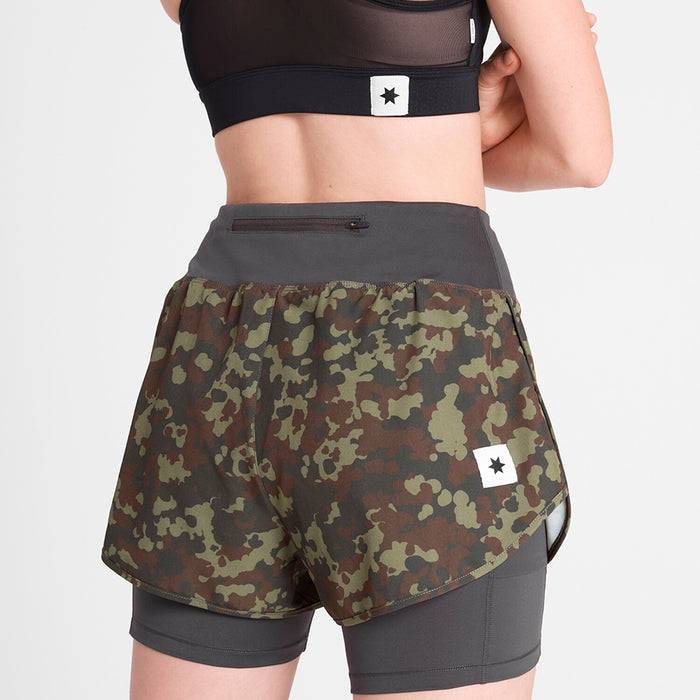 Saysky Camo Pace 2 in 1 Shorts 3\" Brown Camo 1048 OWRSH23C1048