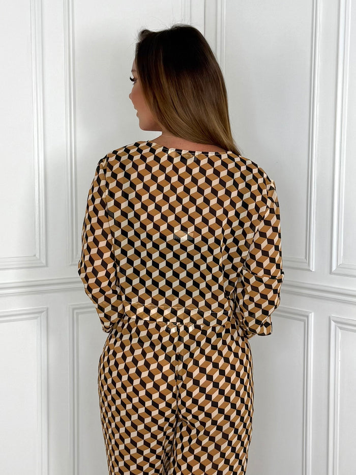 CAPRI - Cropped Shirt (Geo Print)