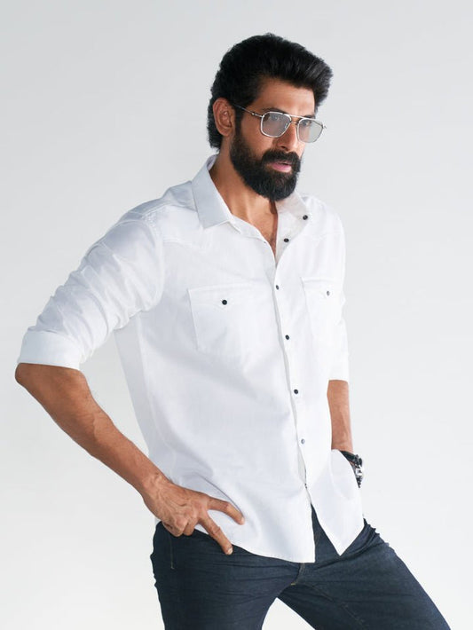 Caravan - Rana's White Cotton Twill Contrast Button Shirt