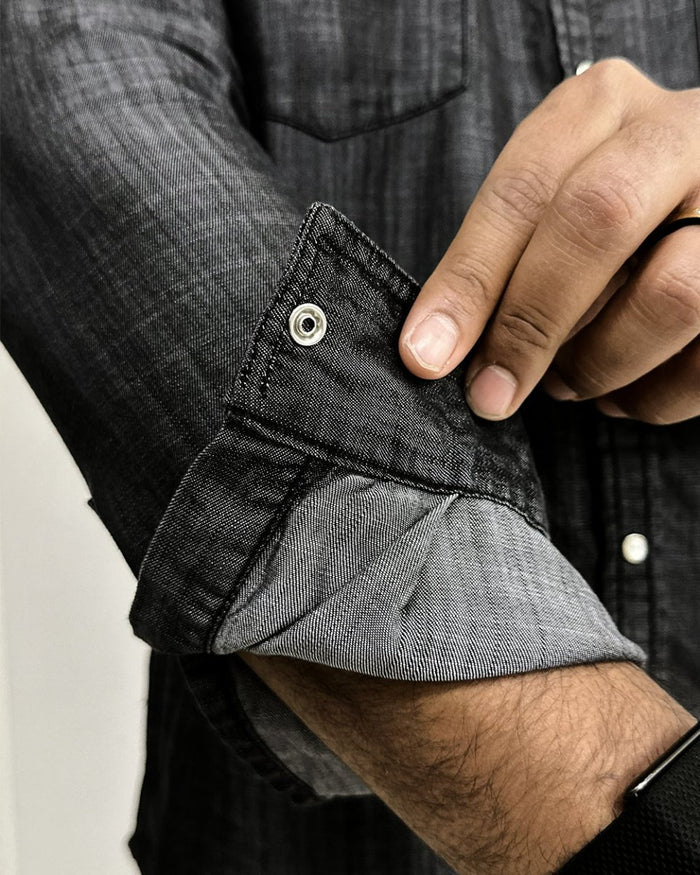 Carbon Tencel Black Shirt - Rolling hand