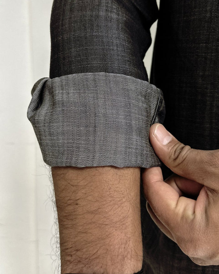 Carbon Tencel Black Shirt - rolling hand 1