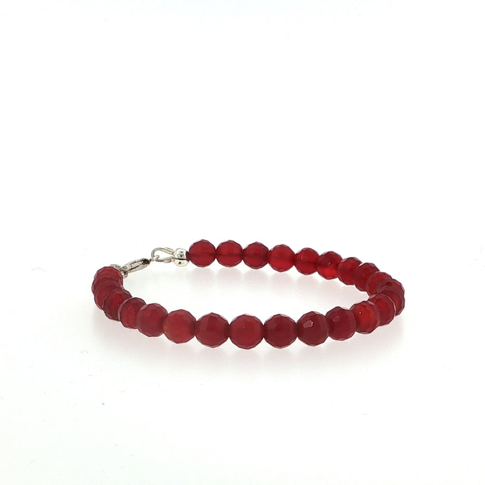 One 6.5''(6mm) Carnelian micro faceted gemstone bracelet w/lobster claw