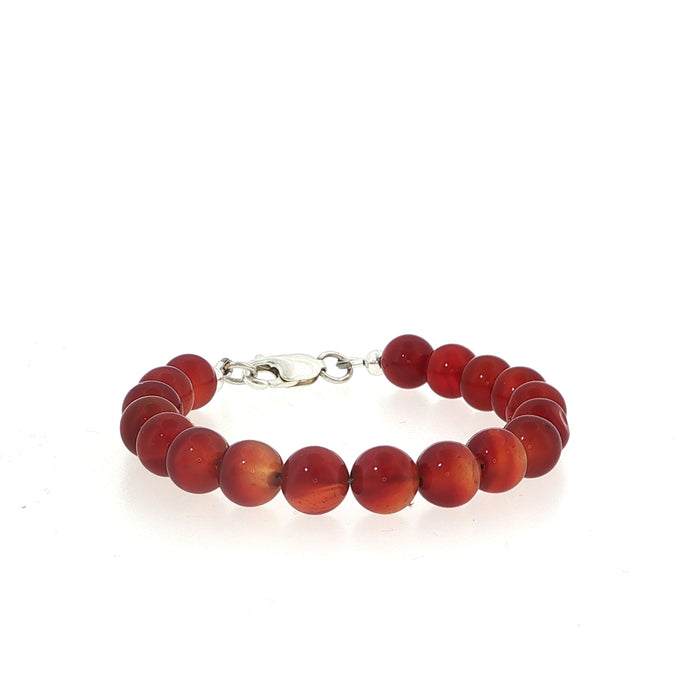 One 6.5''(8mm) Carnelian gemstone bracelet w/lobster claw