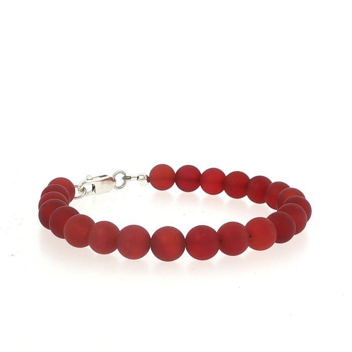 One 7.5''(8mm) Carnelian Matte gemstone bracelet w/lobster claw