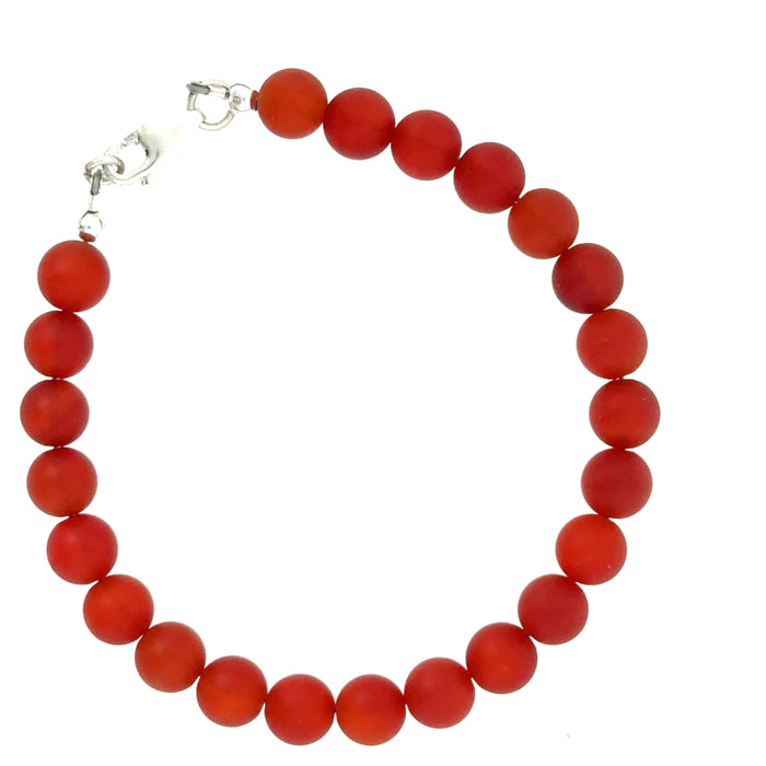 One 8''(8mm) Carnelian Matte gemstone bracelet w/lobster claw