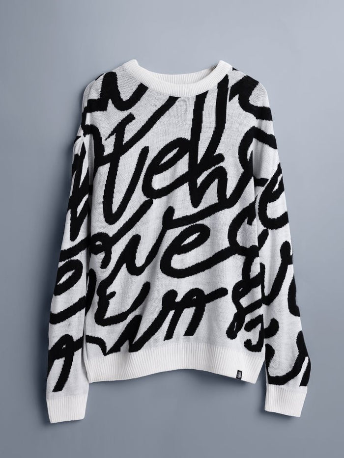 Cascade White Jacquard Knit Oversized Sweater